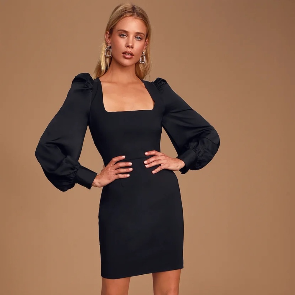 Lulus black puff shoulder dress
